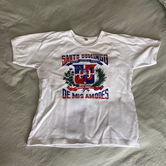 Vintage Tops - Vintage White Red Blue Santo Domingo Dominican Republic Vacation T Shirt Small